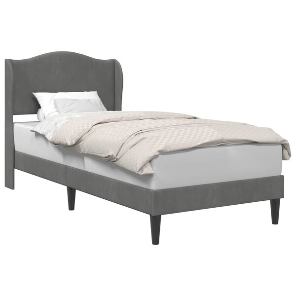 vidaXL Cadre de lit avec tête de lit Gris foncé 90 x 190 cm Velours