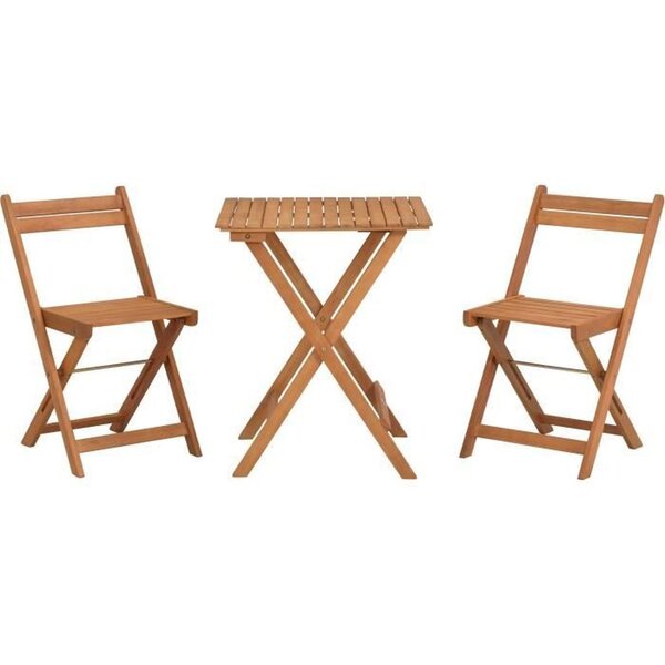 Ensemble en bois d'acacia - Composé d'une table carrée et de 2 chaises pliables