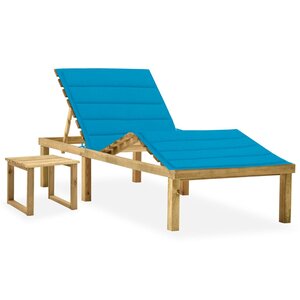 vidaXL Chaise longue de jardin avec table et coussin Pin imprégné