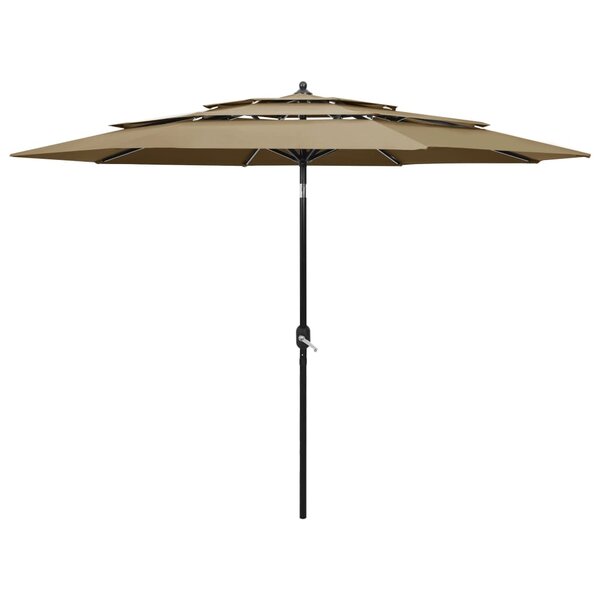 vidaXL Parasol de jardin à 3 niveaux avec mât en aluminium taupe 3 m