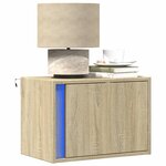 vidaXL Tables de chevet murales avec lumières LED 2 Pièces chêne sonoma