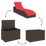 vidaXL Chaise longue pliante coussin rangement marron résine tressée