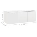 Vidaxl meuble tv blanc brillant 80x34x30 cm aggloméré