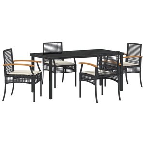 vidaXL Ensemble de salle à manger de jardin 5 pièces avec coussins noir rotin synthétique