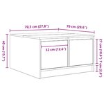 vidaXL Table basse avec tiroirs blanc 70 5x70x40 cm