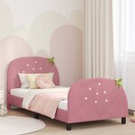 vidaXL Cadre de lit pour enfants avec tête de lit Rose 90 x 200 cm
