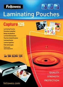 Paquet de 25 Pochettes à plastifier  A4  brillante  250 microns (2x125) FELLOWES