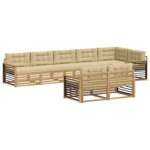 vidaXL Ensemble de canapés d'extérieur 8 Pièces Blanc et Beige Polyester