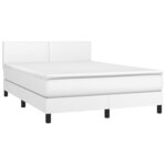 vidaXL Sommier à lattes de lit avec matelas Blanc 140x200cm Similicuir