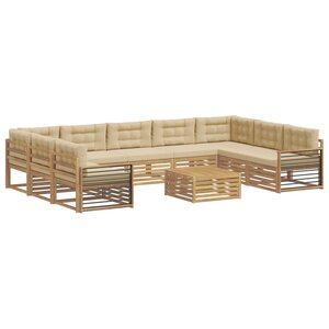 vidaXL Ensemble de canapés d'extérieur 10 Pièces Blanc et Beige
