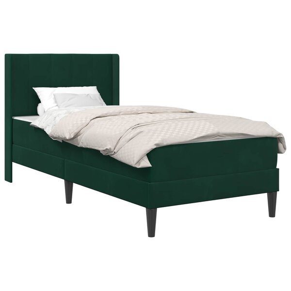 vidaXL Cadre de lit avec matelas Vert foncé 90 x 190 cm Velours