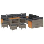 vidaXL Ensemble de canapé de jardin avec coussin 14 Pièces Gris