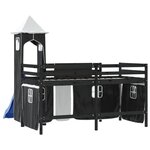vidaXL Lit mezzanine enfants avec tour blanc/noir 80x200cm pin massif