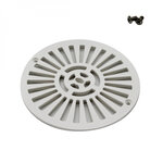 Grille bonde de fond ronde avec vis pour piscine béton - Diam 17,5 cm - Blanc