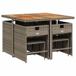 vidaXL Ensemble à manger de jardin 9 Pièces coussins gris résine tressée