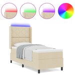 vidaXL Lit à ressorts avec matelas et LED crème 80x200 cm  tissu