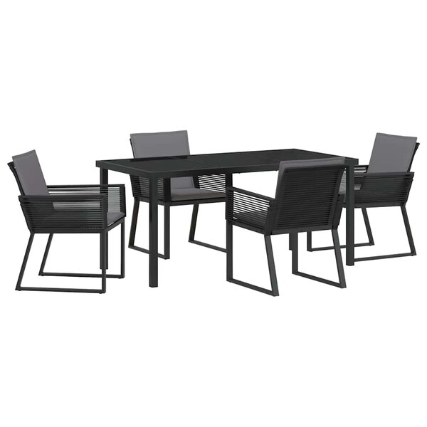 vidaXL Ensemble de salle à manger pour jardin 5 Pièces Noir Poly rotin