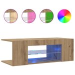 vidaXL Meuble TV avec lumières LED chêne artisanal bois d'ingénierie