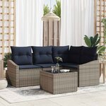 vidaXL Ensemble de canapé de jardin avec coussin 5 Pièces Gris et marine