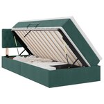 vidaXL Lit de rangement LED avec matelas Vert foncé 100 x 200 cm