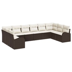 vidaXL Ensemble de canapé de jardin 10 Pièces Marron Poly rotin