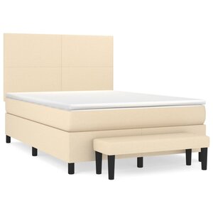vidaXL Sommier à lattes de lit avec matelas Crème 140x200 cm Tissu