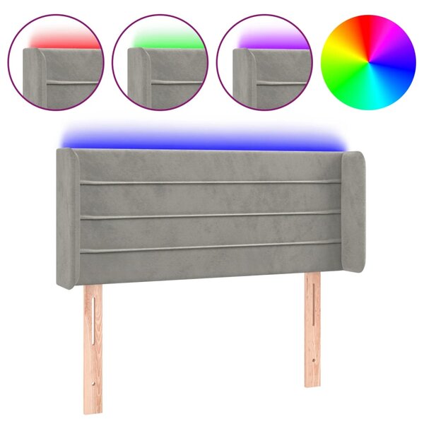 vidaXL Tête de lit à LED Gris clair 83x16x78/88 cm Velours