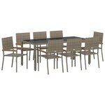 vidaXL Ensemble de salle à manger pour jardin 9 Pièces Gris polyrotin