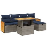 vidaXL Salon de jardin 6 Pièces avec coussins gris résine tressée