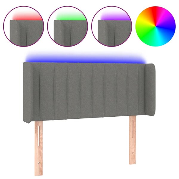 vidaXL Tête de lit à LED Gris foncé 103x16x78/88 cm Tissu