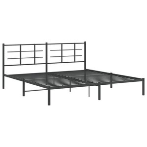 vidaXL Cadre de lit métal avec tête de lit noir 193x203 cm