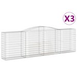vidaXL Paniers à gabions arqués 3 Pièces 400x50x120/140 cm Fer galvanisé