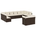 vidaXL Salon de jardin avec coussins 12 Pièces marron résine tressée
