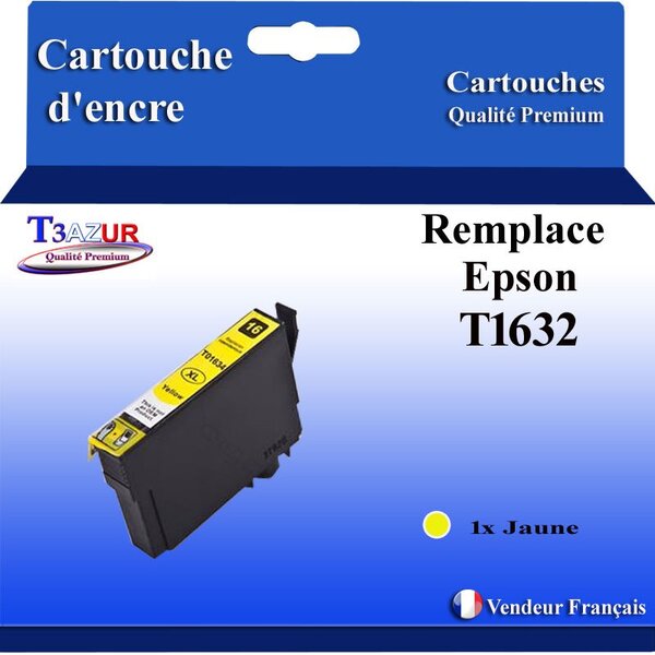 T3AZUR- Cartouche Compatible pour Epson T1634  T1624 T16XL Jaune