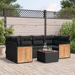 vidaXL Salon de jardin 7 Pièces avec coussins noir résine tressée