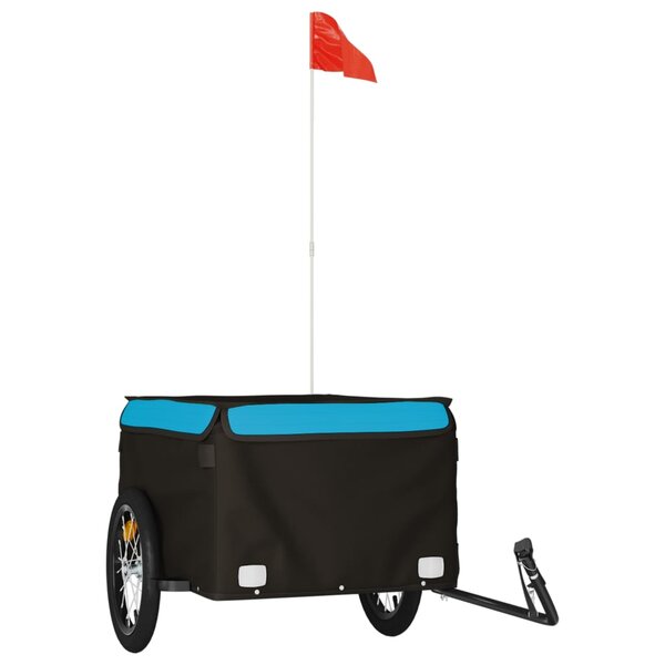 vidaXL Remorque de vélo noir et bleu 45 kg fer