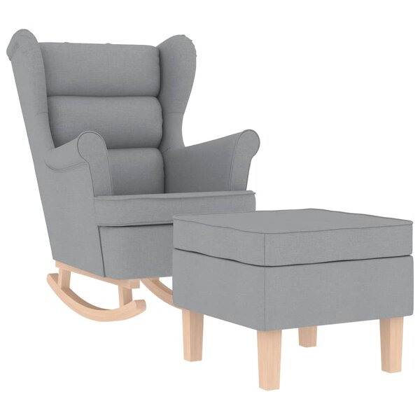 vidaXL Chaise à bascule avec repose-pied Gris clair Tissu