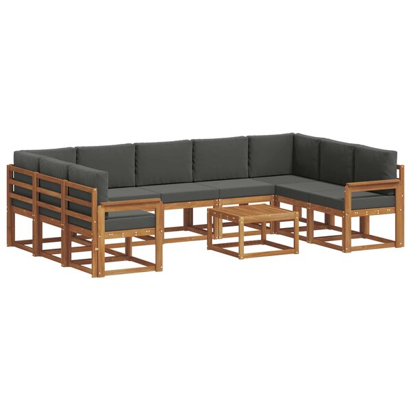 vidaXL Ensemble de canapés d'extérieur 10 pc Naturel et Anthracite