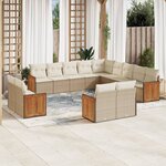 vidaXL Salon de jardin avec coussins 13 Pièces beige résine tressée