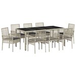 vidaXL Ensemble de salle à manger pour jardin 9 Pièces Gris clair