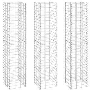 vidaXL Lits surélevés en gabion 3 Pièces 30x30x150 cm Fer