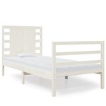 vidaXL Cadre de lit Blanc Bois de pin massif 75x190 cm Petit simple