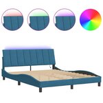 vidaXL Cadre de lit avec lumières LED bleu 200x200 cm velours