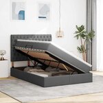 vidaXL Lit avec rangement et matelas Gris foncé 140 x 200 cm Polyester