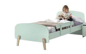 KIDDY Lit simple en bois laqué et brut et sommier Vert + Barrière de sécurité Vert