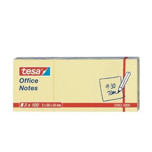 Lot de 3 blocs repositionnables Office Notes 50 x 40 mm Jaune TESA