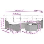 Ensemble de 7 Pièces de Canapé de Jardin avec Coussins Noir Rattan Poly
