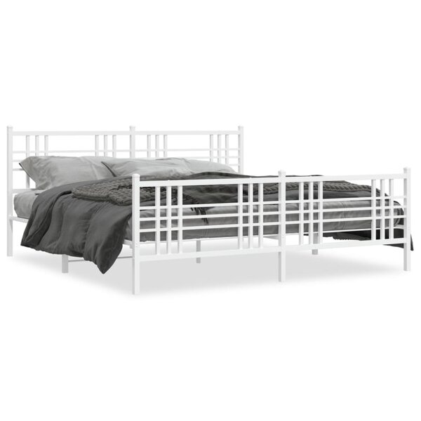 vidaXL Cadre de lit métal sans matelas et pied de lit blanc 180x200 cm