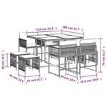 vidaXL Ensemble à manger de jardin et coussins 9 Pièces beige Poly rotin