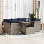 vidaXL Salon de jardin avec coussins 7 Pièces gris résine tressée acacia
